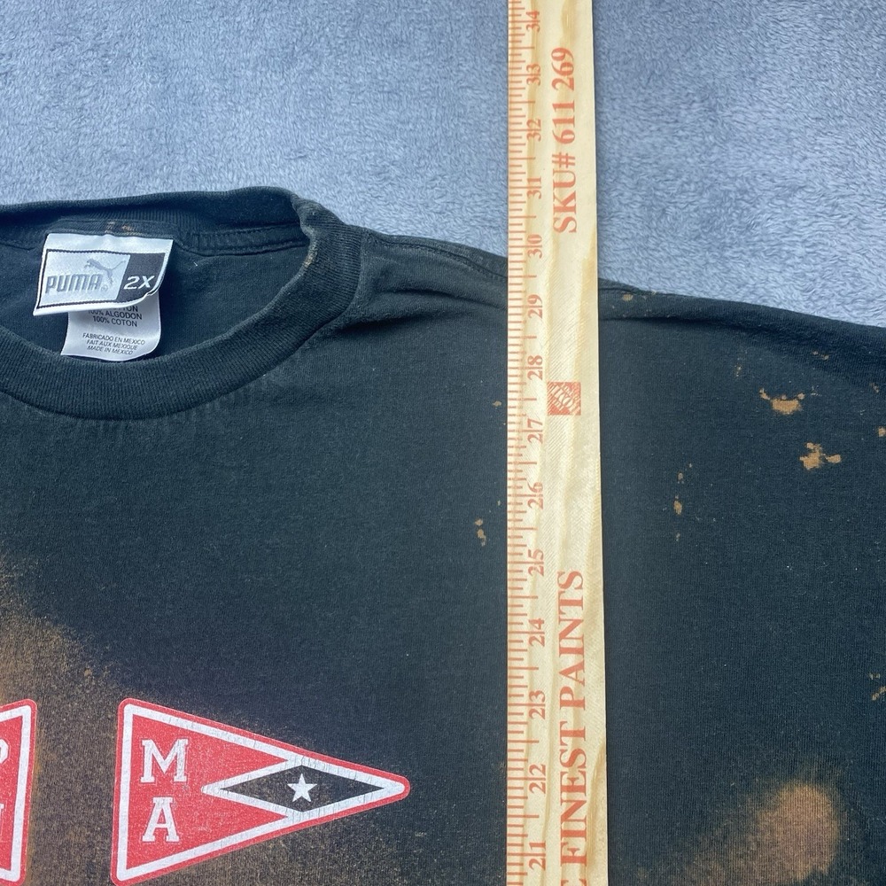 PUMA Long Sleeve T-shirt Mens XXL Black Acid Wash Bleach Distressed - Picture 5 of 7